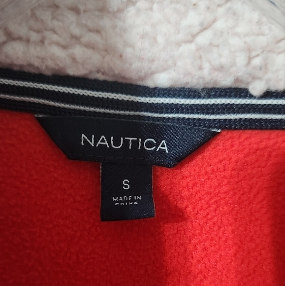 Nautica Red Zip-Up Fleece With Sherpa Lining Jacket, Small - Picture 2 of 5